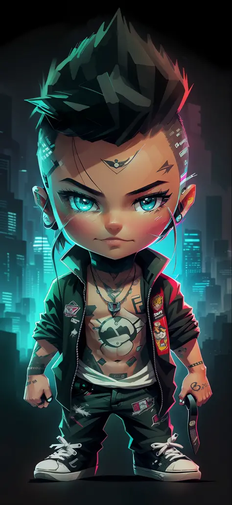 a cartoon character of a young boy with tattoos and piercings, phone wallpaper hd, epic digital art illustration, high quality w...