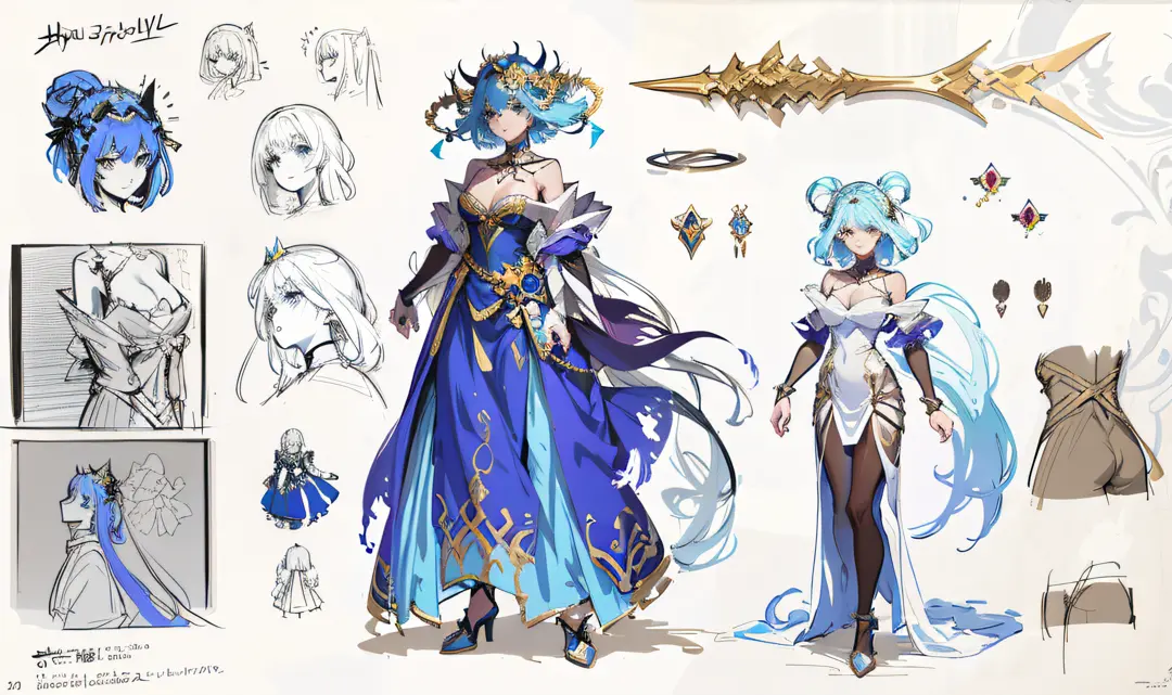 a close up of a drawing of a woman in a dress, spirit fantasy concept art, tome + concept art, shadowverse character concept, anime concept art, magical fantasy 2 d concept art, ( ( character concept art ) ), !dream concept art, anime character design, off...
