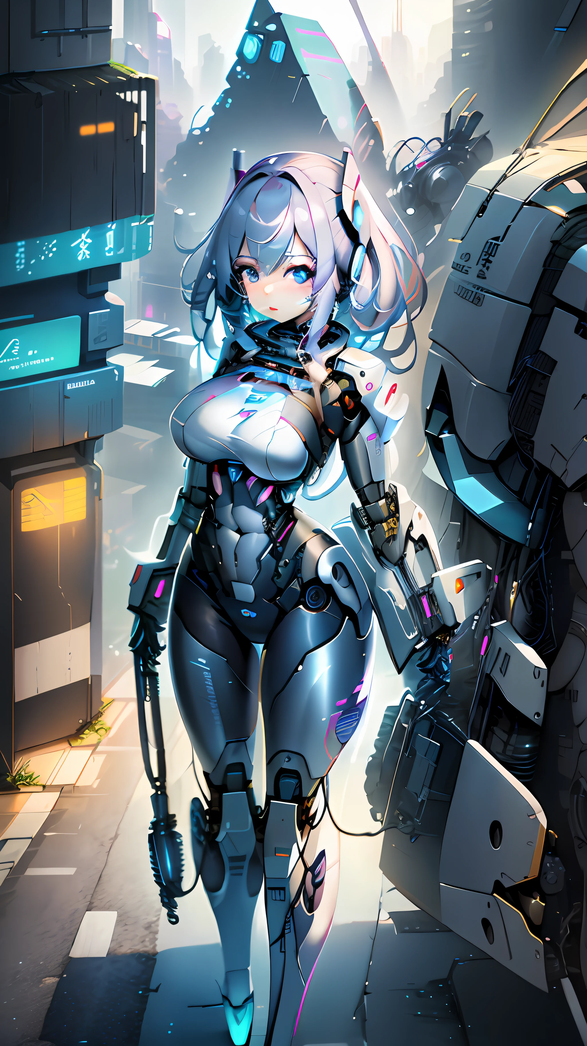 امرأة ترتدي زيًّا مستقبليًا واقفة في مدينة, oppai cyberpunk, فتاة أنيمي السايبربانك mech, فتاة أنيمي السايبربانك, female فتاة أنيمي السايبربانك, digital فن الأنمي السايبربانك, فن أنيمي السايبربانك , فتاة الروبوت المثالية, بطلة الروبوت, فن الأنمي السايبربانك, أنيمي السايبربانك الحديث, فن السايبربانك الرقمي, الميكانيكا الحيوية oppai, تفاصيل الوجه, تفاصيل العين