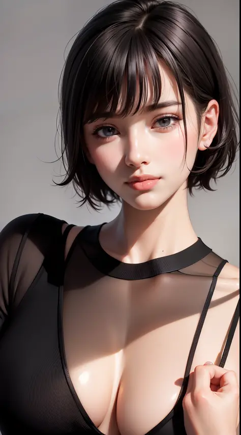 upper body, masterpiece, best quality, raw photo, photorealistic, big, face light, shiny skin, high resolution, ultra detail, detail, detailed eyes and face, sharp pupils, realistic pupils, sharp focus, shiny skin, cute smile, black hair, sporty clothes, s...