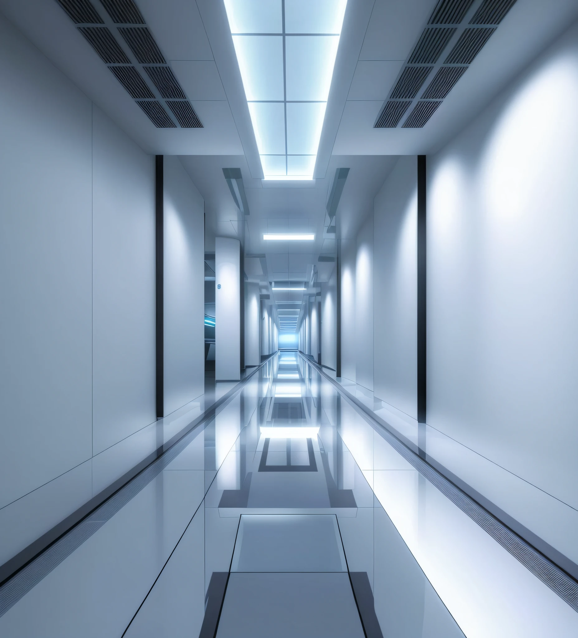 arafed hallway with a long glass floor and a long ceiling, futuristic hall, liminal space hallway, infinite corridor, infinite hallway, futuristic cloning facility, spaceship hallway, indoor liminal space, an empty liminal space, in futuristic laboratory room, endless hallways, the scary empty liminal spaces, haunted spaceship hallway, mirror hallways, spaceship hallway background