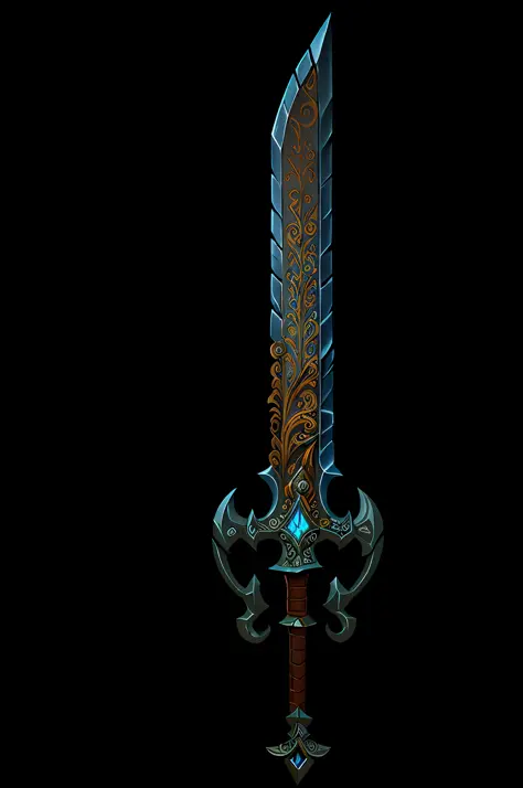 Game Art of battle sword in Painting Comix art style, best quality, Trending on Artstation, masterpiece, galaxy, single sword, 2 edge, Extremely detailled, insane quality, (intricate details:1.2),(masterpiece:1.3),(best quality:1.4), cinema light, HDR, 8k ...