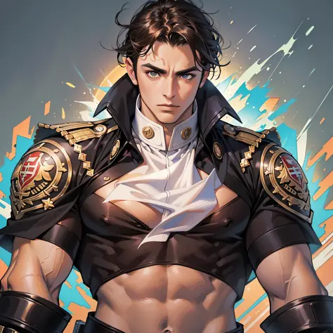 Admiral, brunette muscular handsome, pixiv level wallpaper, ultra HD resolution, top quality, masterpiece, top picture quality,