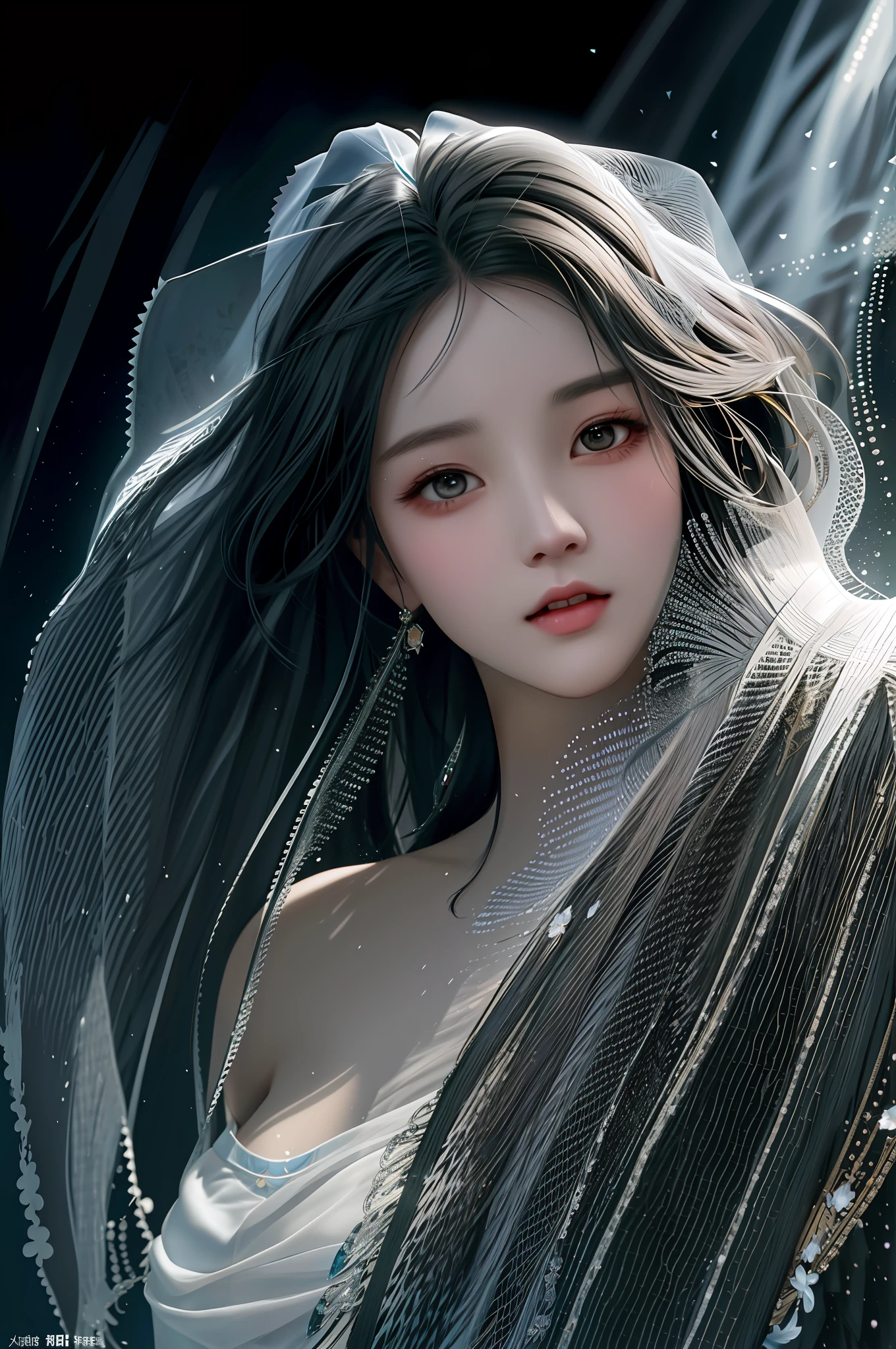 A woman with long hair and a veil on her head - SeaArt AI