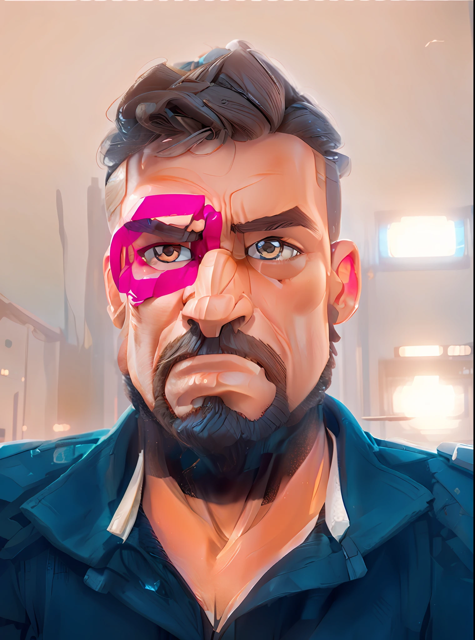 Portrait and a Cyberpunk Style Man