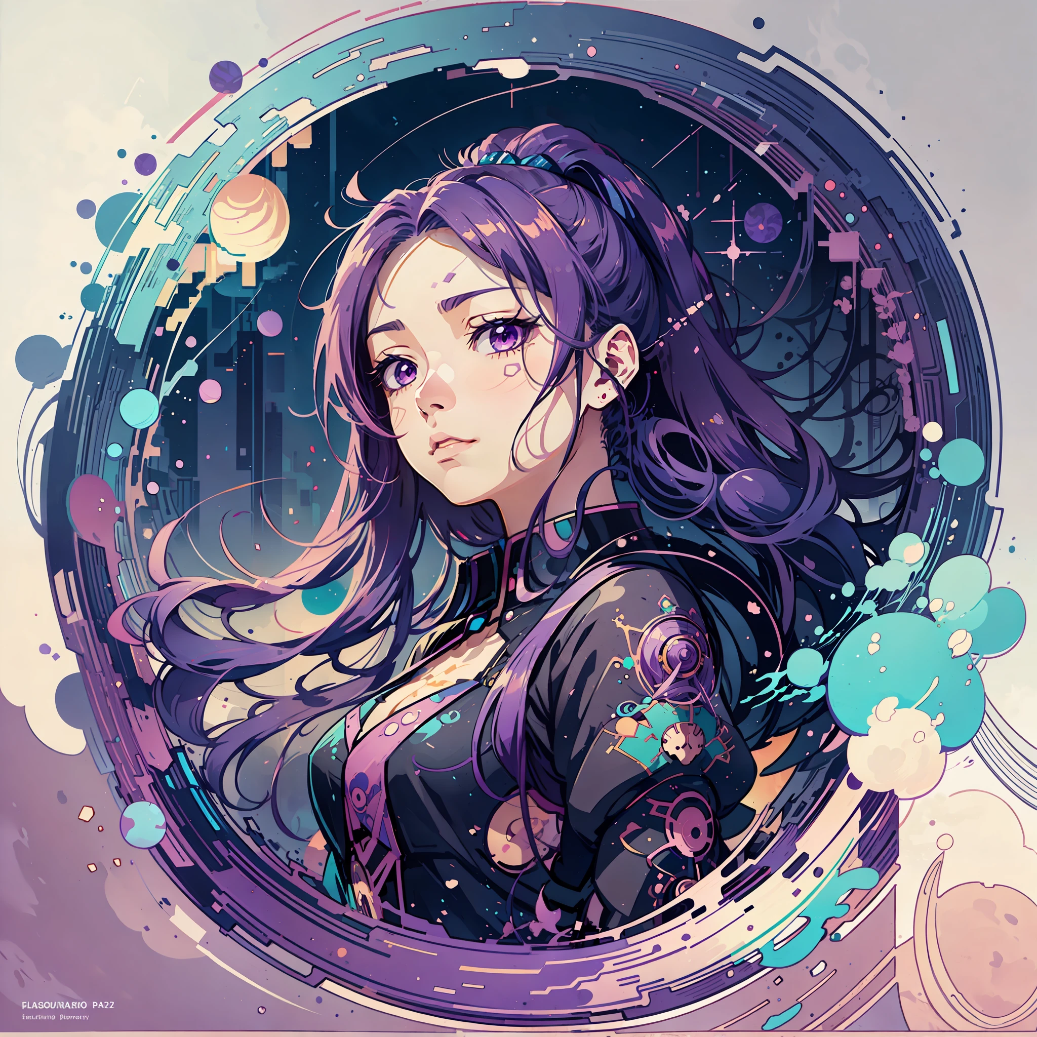 illustration plate d&#39;une fille animée avec de longs cheveux violets portant une robe violette et un tiable, un dessin animé de Kamagurka, pixiv, art fantastique, art animé numérique détaillé, style animé 4k, art animé détaillé, déesse animée, beau style artistique animé, princesse animée, style artistique anime moe, Art détaillé 8k de haute qualité, art animé détailléwork, illustration animée