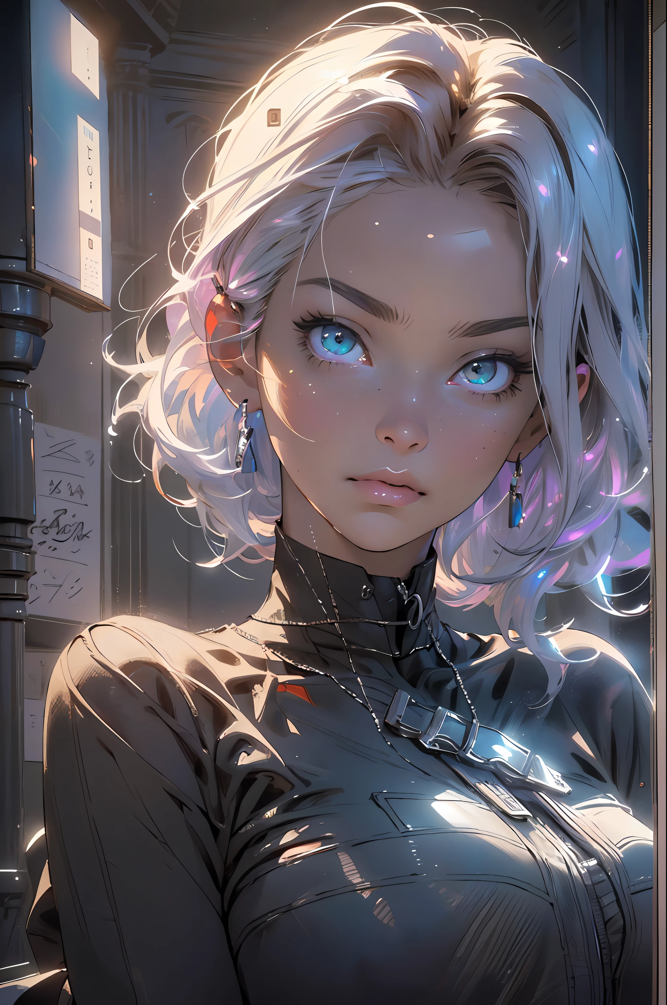 melancholy lighting, quiet, calm, brightness, masterpiece, best quality, 1girl, (JinxLol:1.2), (ultra photorealistic:1.3), (masterpiece:1.4), best quality, ((realistic)), high quality, ultra detailed, ((real image)), ((realistic skin)), ((realistic face)),(illustration:1.05), (beautiful:1.05), (beautiful detailed eyes:1.05), (cinematic light:1.1), red torino deataques, full body
