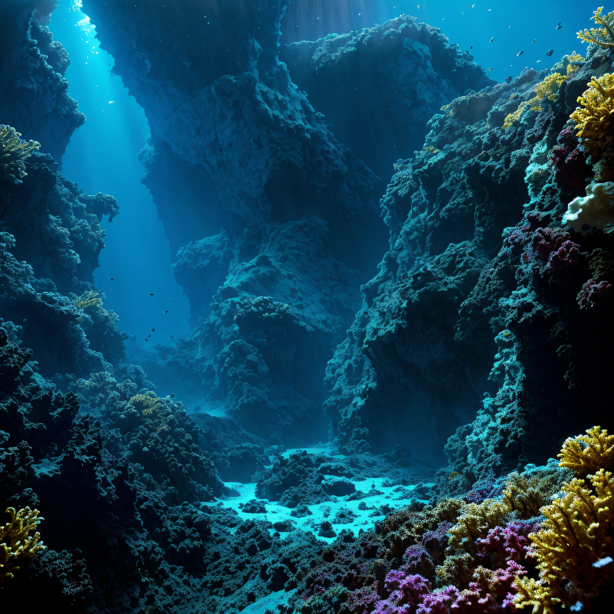 令人驚嘆的馬裡亞納海溝, 電影般的, 大氣的, 拍攝的, 詳細照片