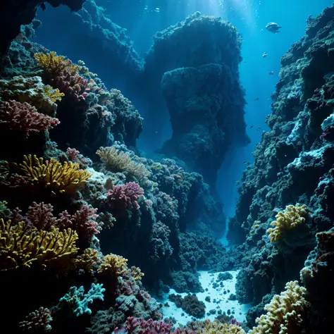 stunning Mariana Trench, cinematic, atmospheric, filmed, detailed photo