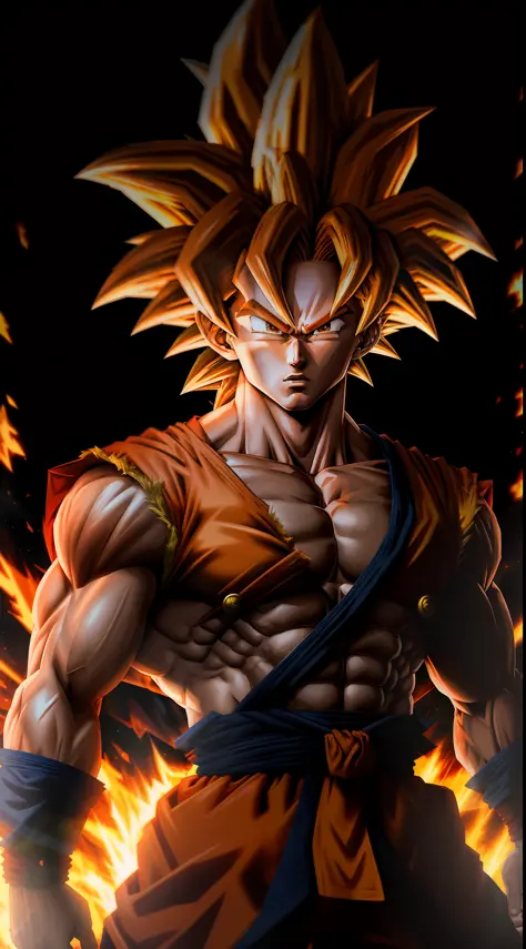 Masterpiece, best quality, Goku, Super Saiyan God, Red Hair