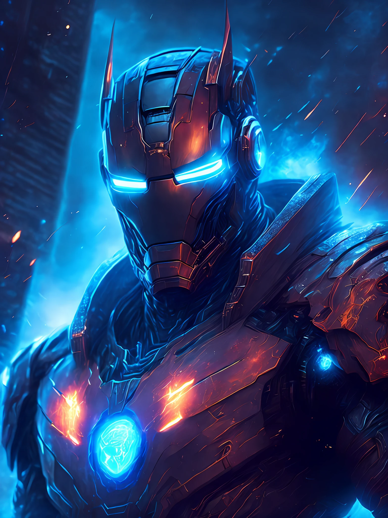 gloomy portrait of Daemon Iron Man from Marvel, extremely detailed ...