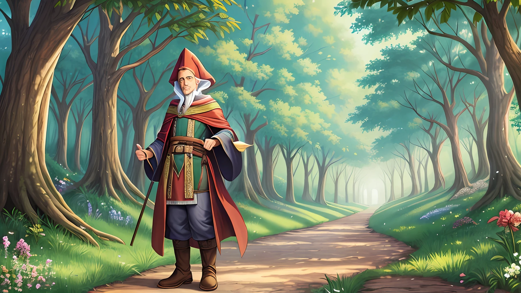 A wizard in an fantasy ancient woodland --auto --s2