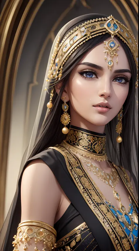 (masterpiece), high quality, ultra-realistic, hyper detailed CG character creation, (ah201), stunningly beautiful, highly detailed face, Swedish-Arabian fusion, ideal facial features, perfect eyes, short black hair, smooth skin, slender and graceful body. ...