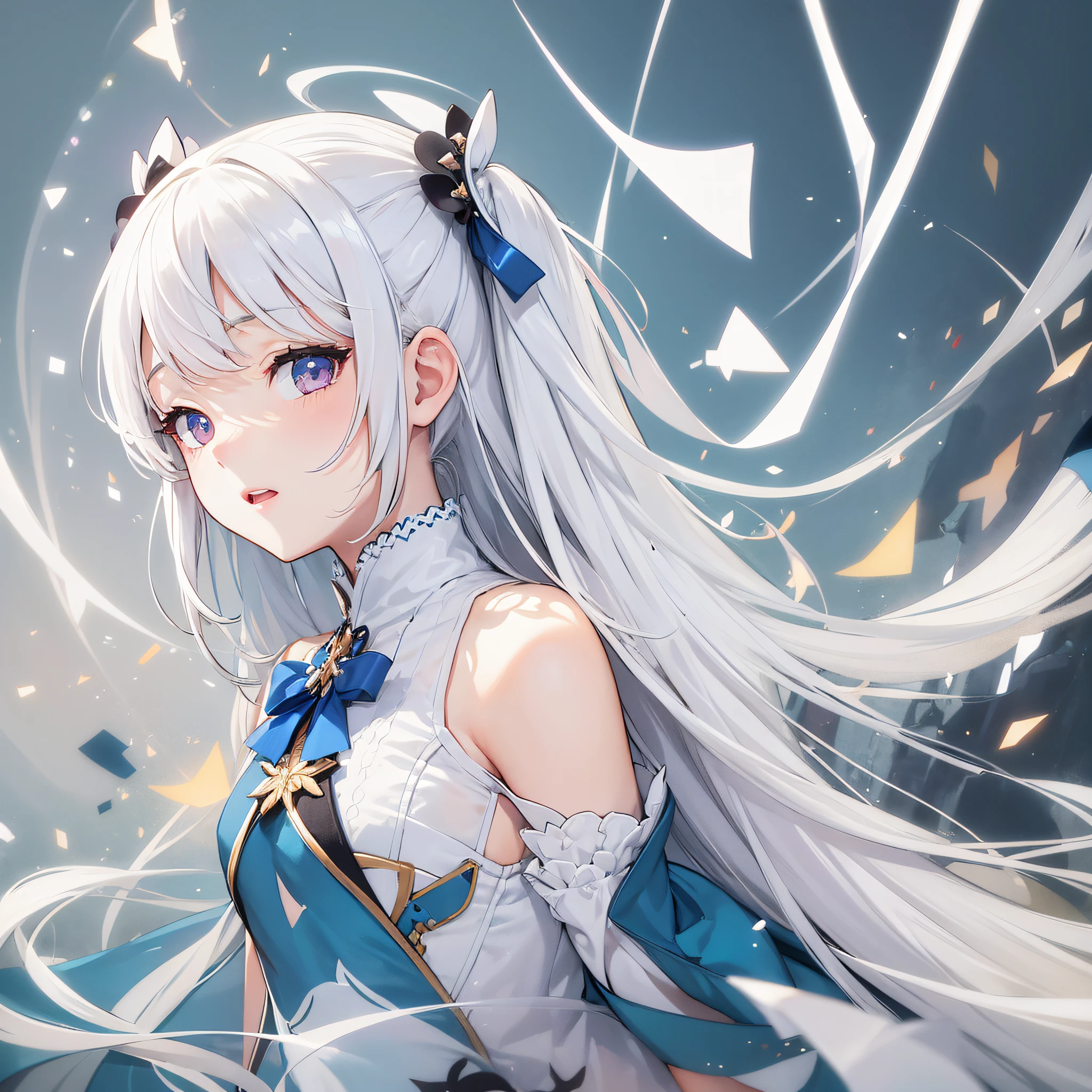 ((Best illustration)), super clear and delicate, dynamic angle, dynamic posture, (1girl),  style, white hair, clear eyes, . --auto --s2