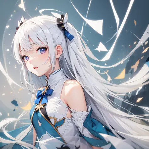 ((Best illustration)), super clear and delicate, dynamic angle, dynamic posture, (1girl), loli style, white hair, clear eyes, sm...