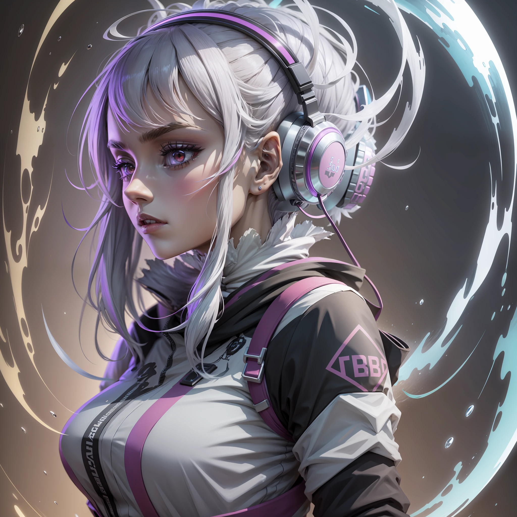 Anime RGB for background on YouTube very beautiful, ultra modern rendering, full RGB, silver hair.