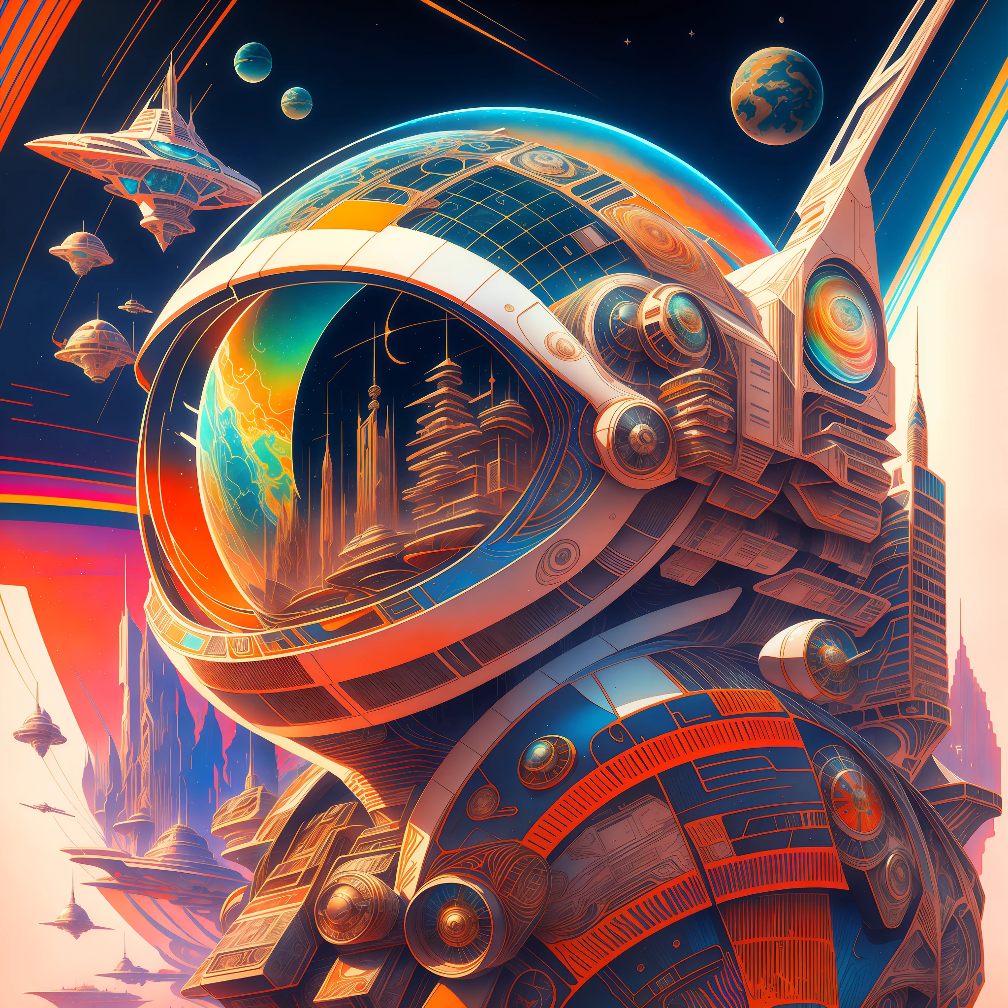 astrounaut retro futurism, artstation,  digital art  watercolor, award winning, intricate,   sharp, detailed,  quality realism,  4k, hd, unreal engine 5, daz, a 12x(very) much colorful, cartoon