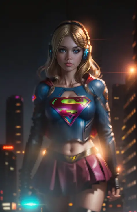 best quality, realistic, blonde, award-winning supergirl illustration, (complicated detail: 1.2), (fine detail), (complicated de...