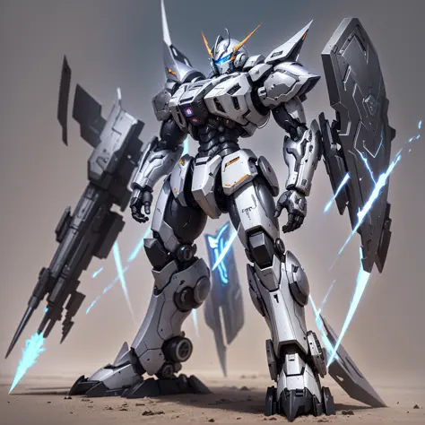 Mecha, warrior, future background, mecha silver + black, the overall dark style, to highlight the power of the mecha --auto --s2