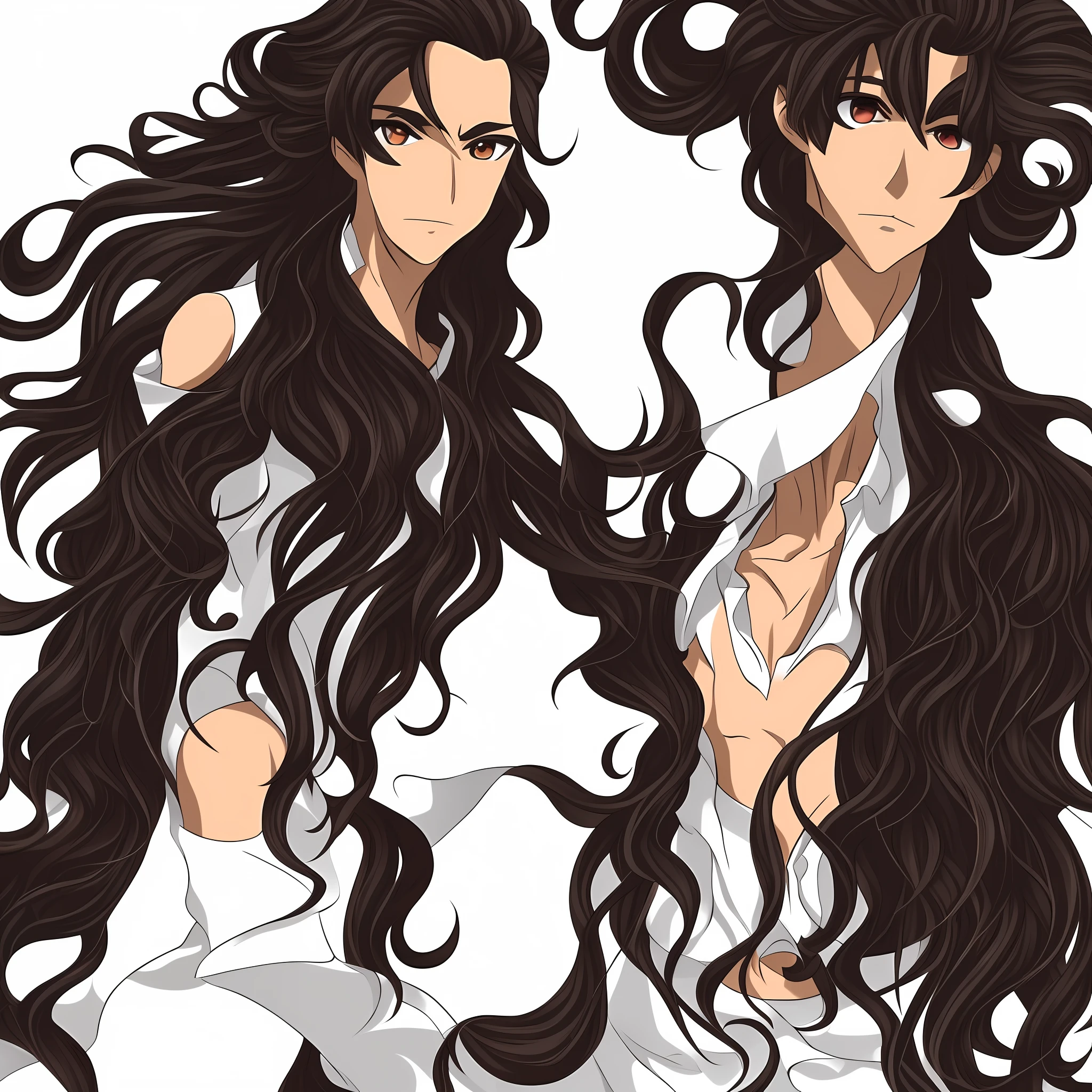 A close up of two anime characters with long hair - SeaArt AI