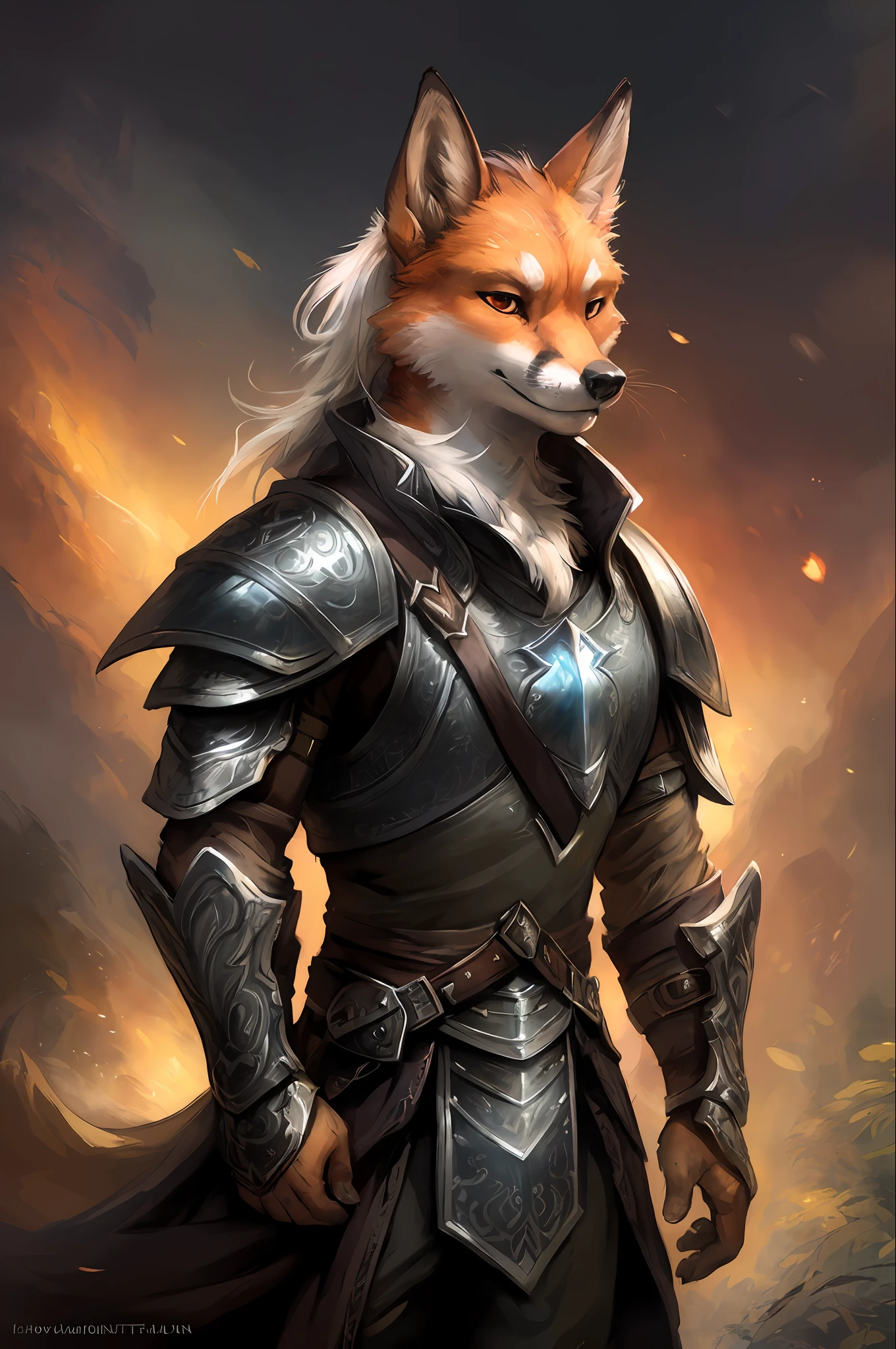 kenket, ross tran, ruan jia, a fox made out of (wandering wizard), fantasy portrait, finely detailed armor, intricate design, silver, silk, cinematic lighting, 4k,