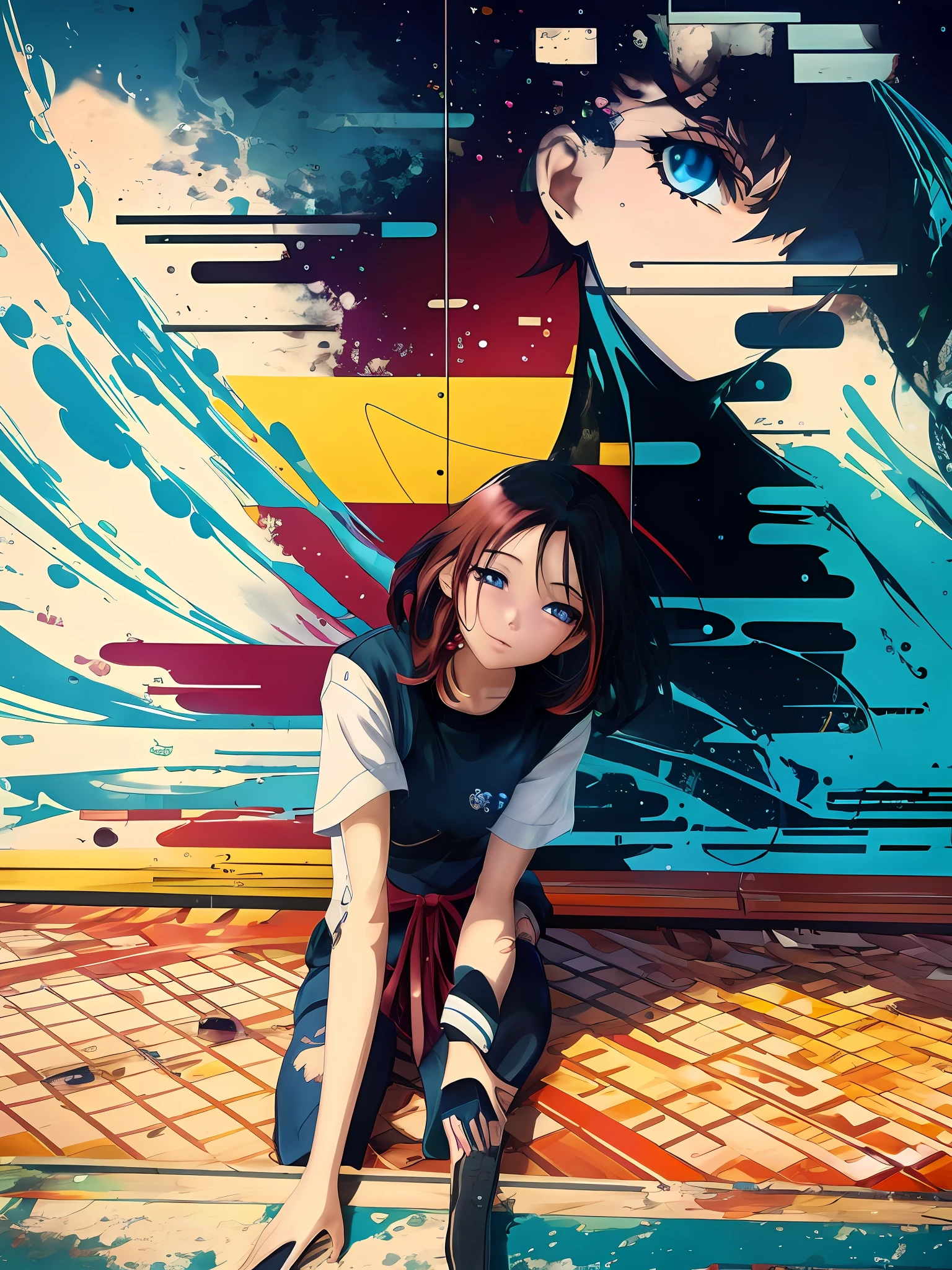 anime girl sitting on the ground with her legs crossed, anime style 4 k, anime art wallpaper 8 k, anime styled digital art, anime art wallpaper 4k, anime art wallpaper 4 k, anime style digital art, 4 k manga wallpaper, makoto shinkai cyril rolando, anime style artwork, digital anime art, anime style illustration, digital anime illustration