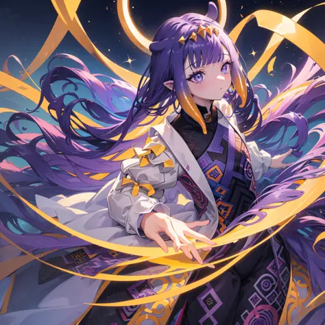 (人物: Ninomae Ina'Nis), {purple hair}, tentacle hair, purple eyes, {{masterpiece}}, best quality, extremely detailed CG unity 8k ...