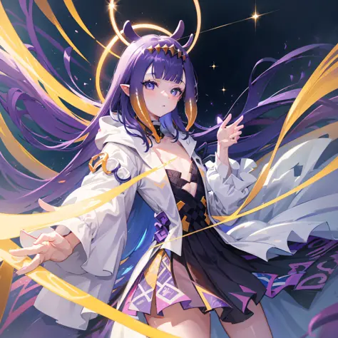 (人物: Ninomae Ina'Nis), {purple hair}, tentacle hair, purple eyes,  a golden tiara, {{masterpiece}}, best quality, extremely deta...