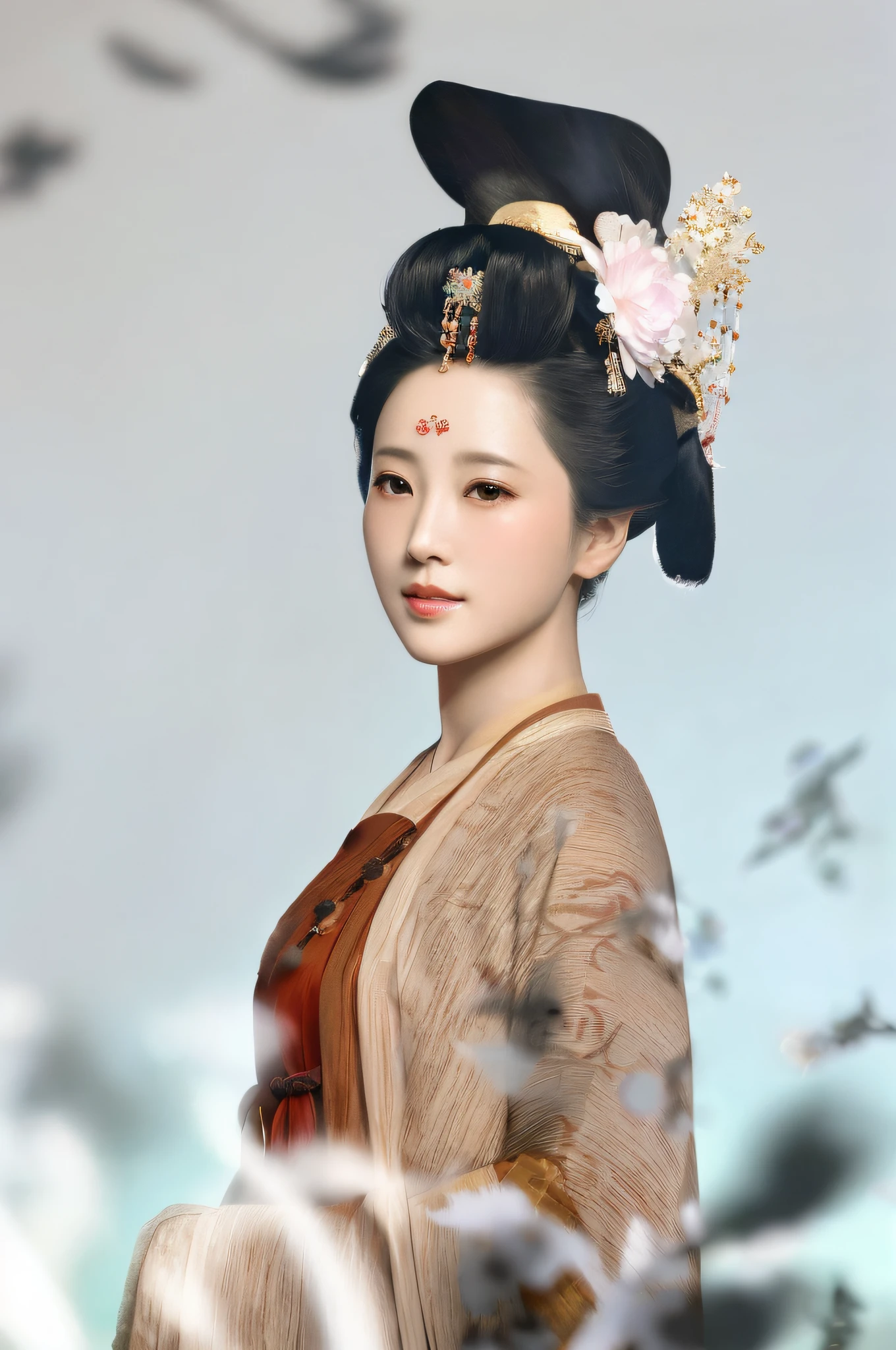 there is a woman in a kimono with a flower in her hair, beautiful render of tang dynasty, palace ， a girl in hanfu, ancient chinese beauties, ancient chinese princess, wearing ancient chinese clothes, ancient asian dynasty princess, hanfu, inspired by Qiu Ying, inspired by Lan Ying, a beautiful fantasy empress, inspired by Yun Shouping, chinese princess