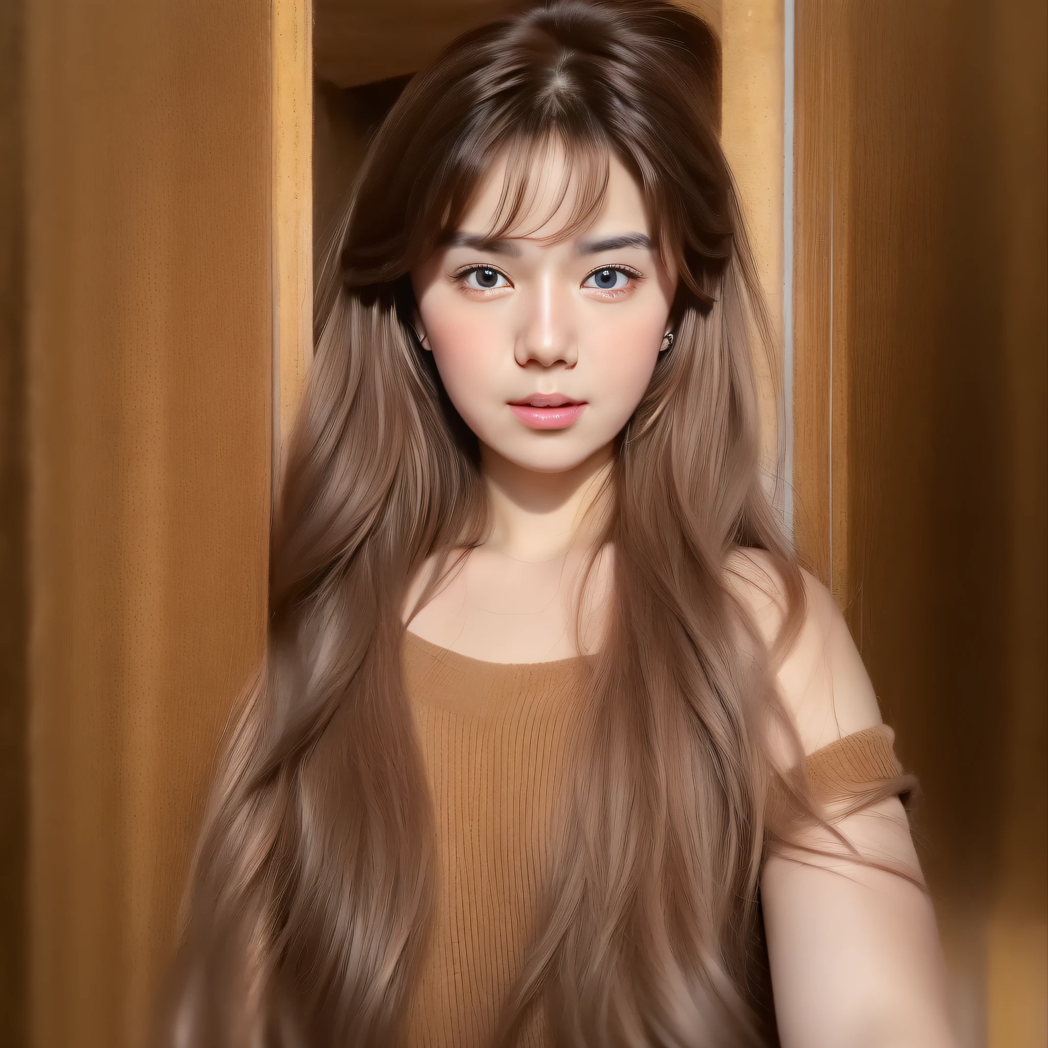 best quality, masterpiece, (realistic:1.2), 1 girl, brown hair, brown eyes,Front, detailed face, beautiful eyes