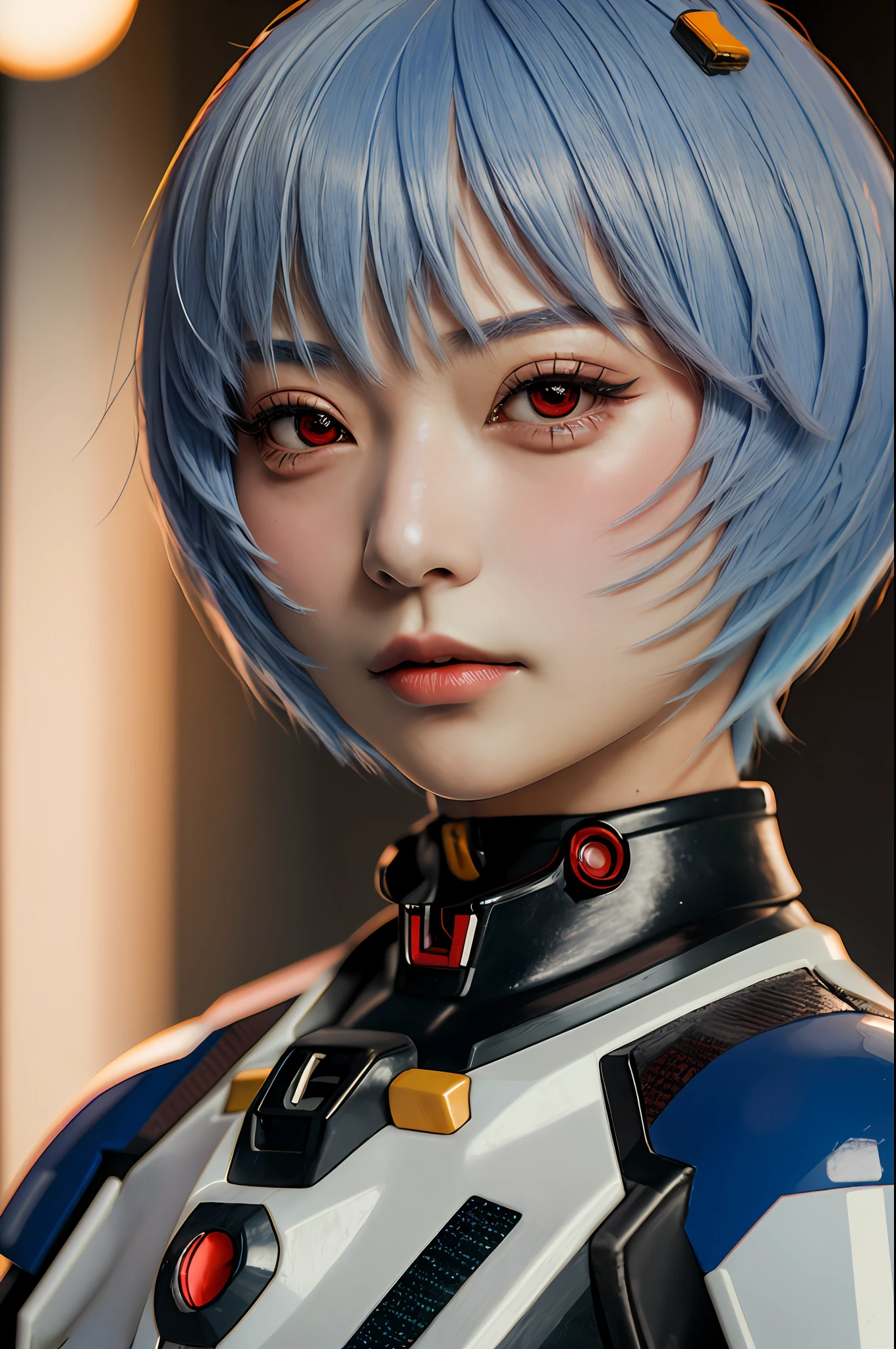 1fille, seulement, la photographie, portrait de fille reiayanami, bokeh, Réaliste, absurdes, détaillé,