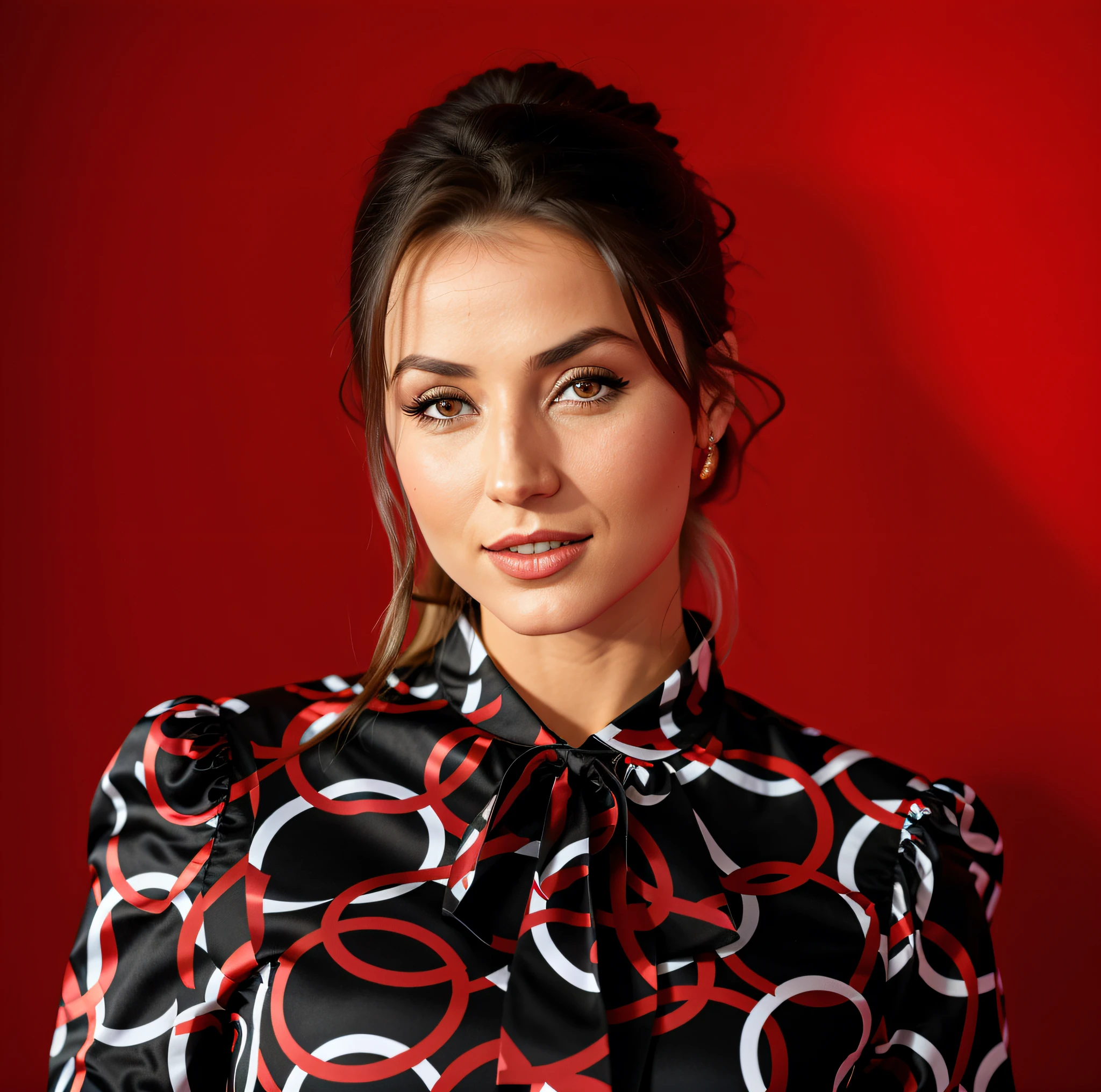 arafed woman in a black and red shirt and a red background, in red background, magdalena radziej, on a red background, alina ivanchenko, portrait sophie mudd, aleksandra waliszewska, anastasia ovchinnikova, ana de armas portrait, promotional portrait, mina petrovic, valentina remenar, ewa juszkiewicz