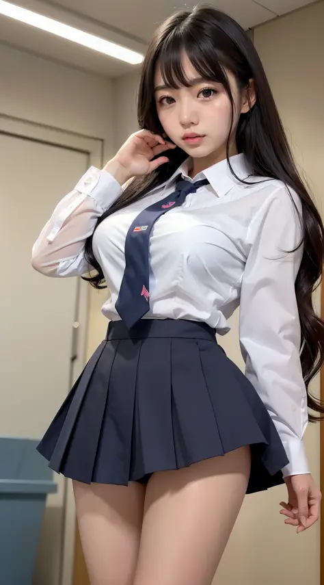 Gray eyes, Korean school uniform, summer school uniform shirt, ribbon ...
