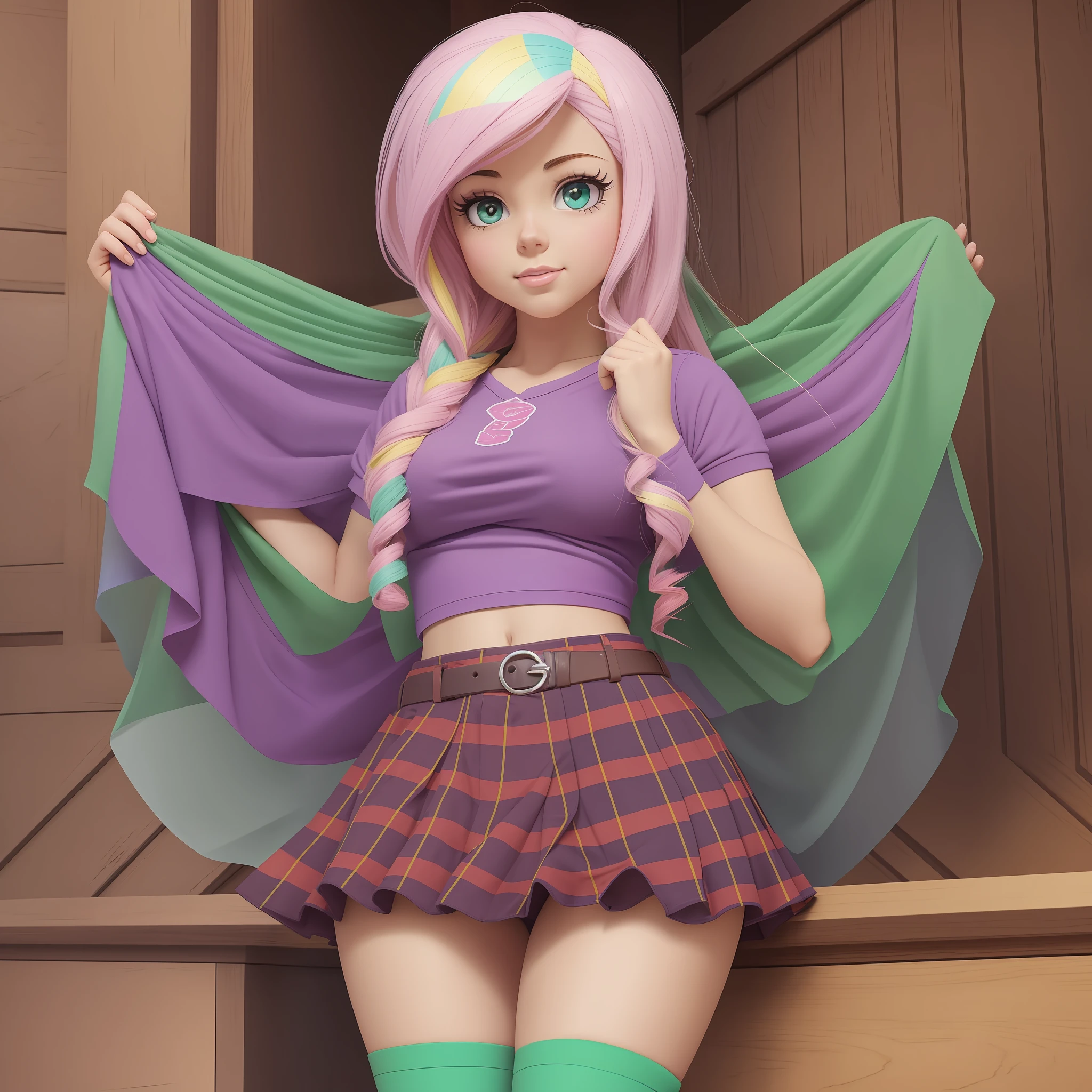 Equestria Girls Fluttershy com uma minissaia