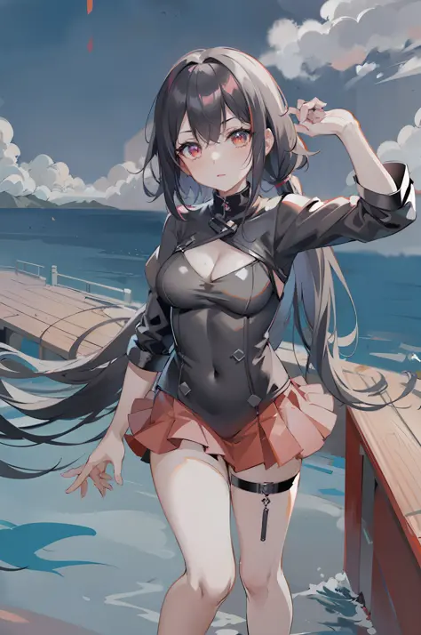 anime girl in black outfit standing on a boat in the water, kantai collection style, anime style 4 k, best anime 4k konachan wallpaper, anime moe artstyle, female protagonist 👀 :8, badass anime 8 k, anime style. 8k, from the azur lane videogame, attractive...