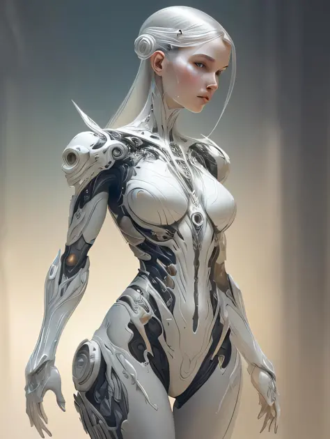 organic cyborg, white plastic, diffuse lighting, fantasy, intricate, elegant, highly detailed, lifelike, photorealistic, digital...