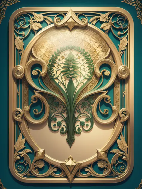 CARD GAME FRAME WITH ART NOUVEAU STYLE ARABESQUES