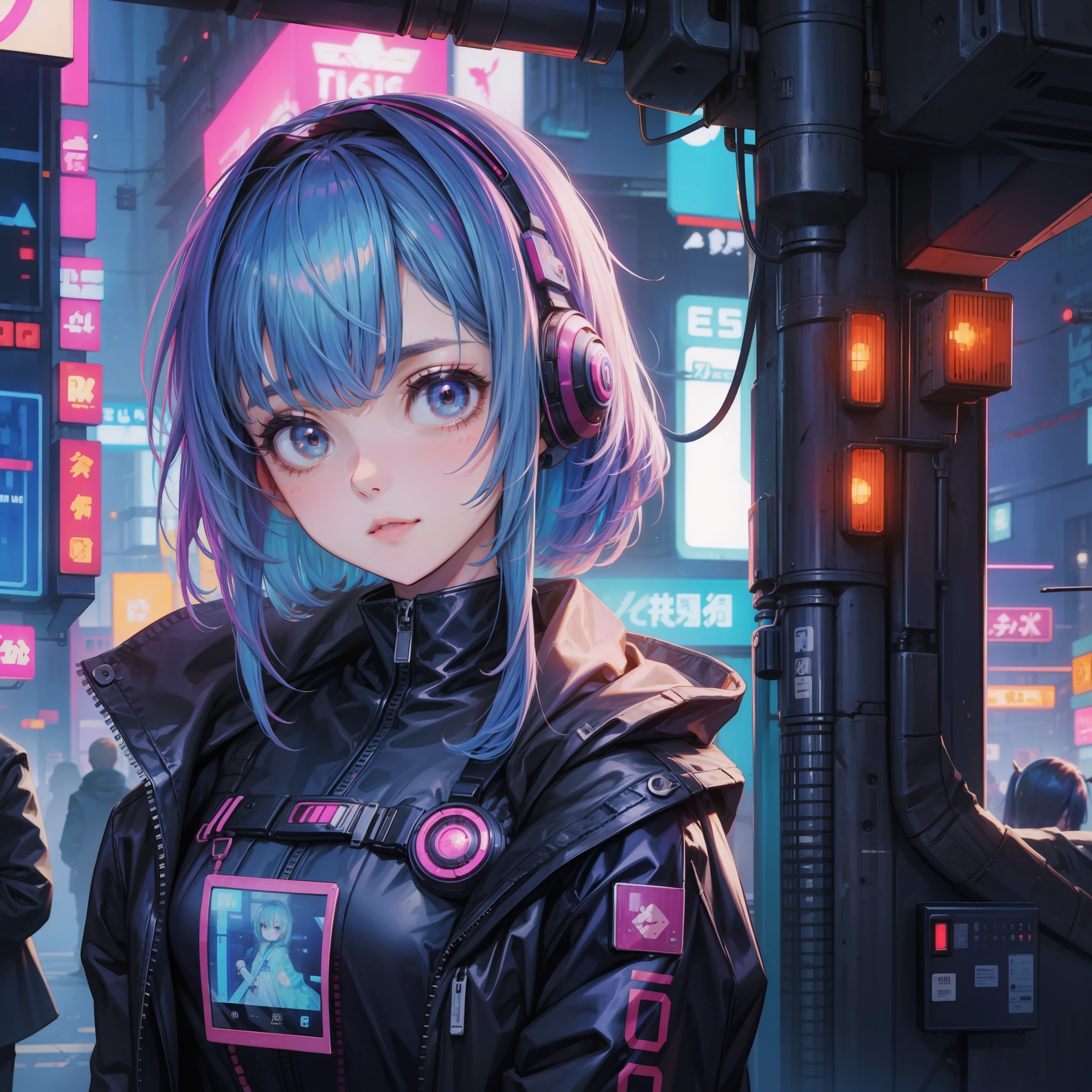 Une jolie fille dans le monde cyberpunk