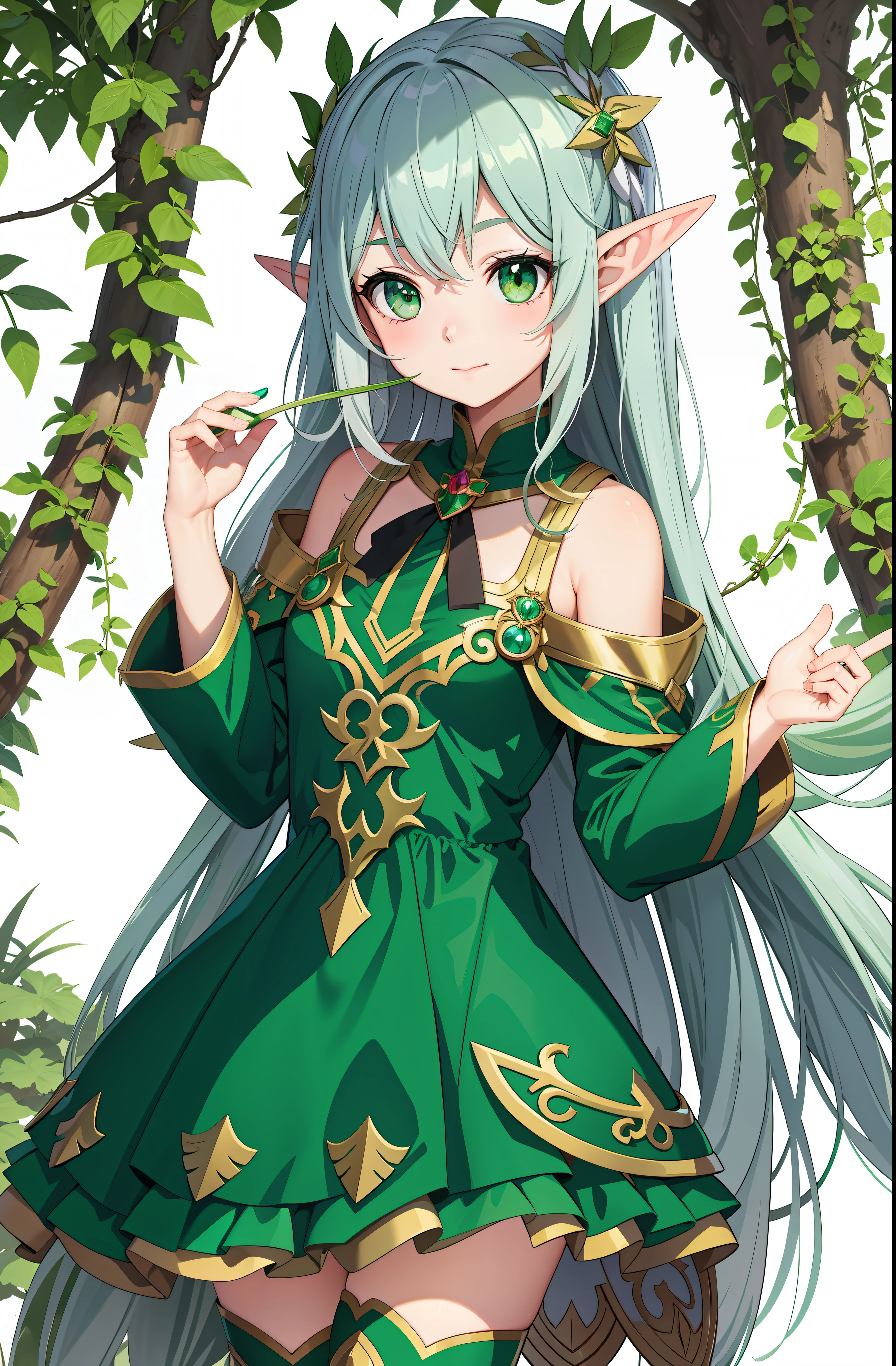 Anime girl with green eyes, elf girl, official character art, shadow ...