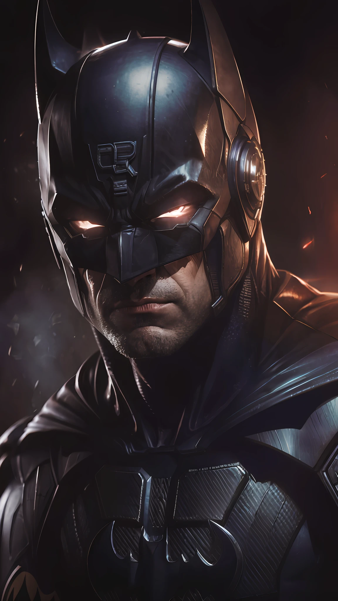 Dc comics, Porträt (closeup) Batman, realistisch, Dynamische Lichter, vollständiges Filmmaterial, (extrem detailliertes 8k-Hintergrundbild einer CG-Einheit), trend in ArtStation, Trend in der CG-Gesellschaft, hohe Detailgenauigkeit, scharfer Fokus, dramatisch, fotorealistisch