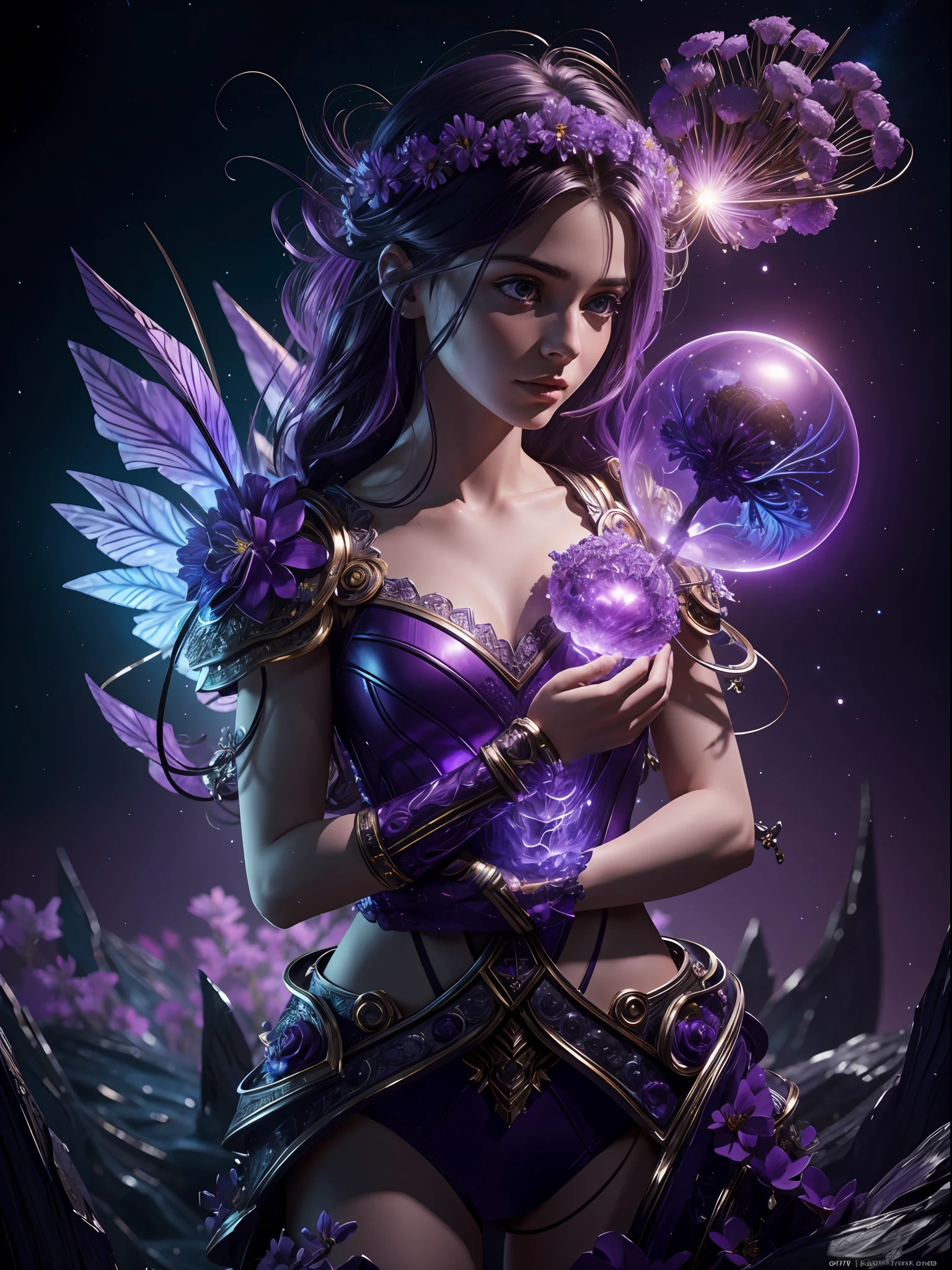 Incredible and spectacular scenes, ((high quality)), ((detailed)), ((fantasy)), "purple plasma brain, purple plasma body, realistic, best quality, 4K, flowers trapped in blisters at the top realistic, (handsome teenager and beautiful girl hugging), full body portrait", image quality (3D rendering effect) , exquisite details,