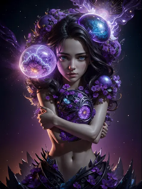 Incredible and spectacular scenes, ((high quality)), ((detailed)), ((fantasy)), "purple plasma brain, purple plasma body, realis...