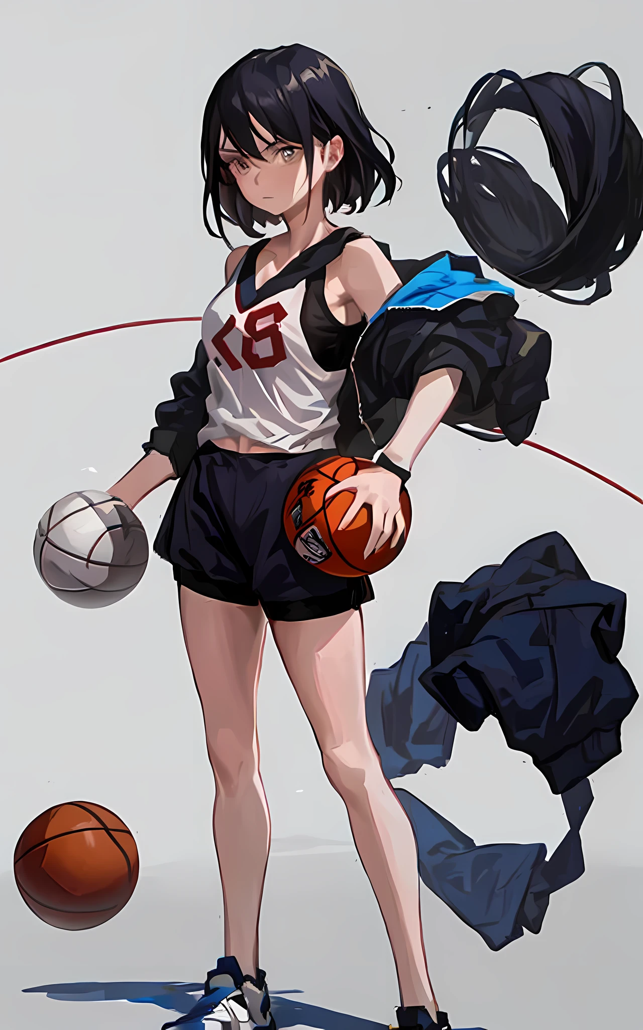 arafed image of a woman with a basketball ball in her hand, by Yang J, cushart kenz, high quality anime artstyle, high quality fanart, trending on artstation pixiv, anime artstyle, anime concept art, urban girl fanart, marin kitagawa fanart, anime style illustration, female protagonist 👀 :8, anime character art