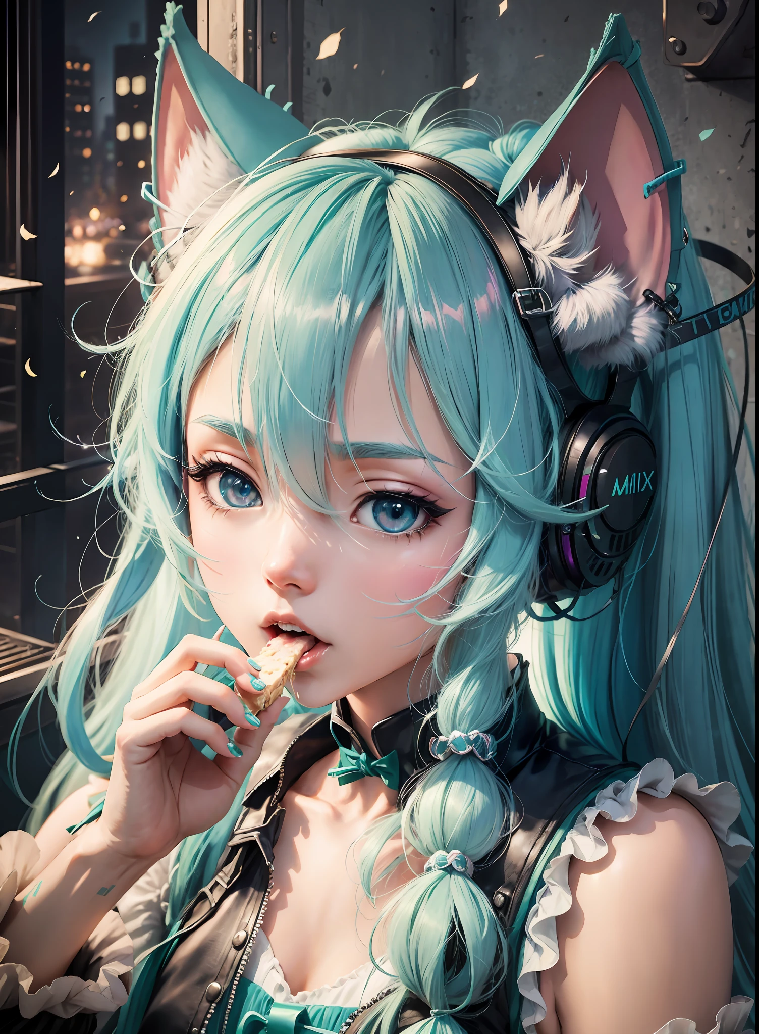 Hatsune Miku comiendo un lince