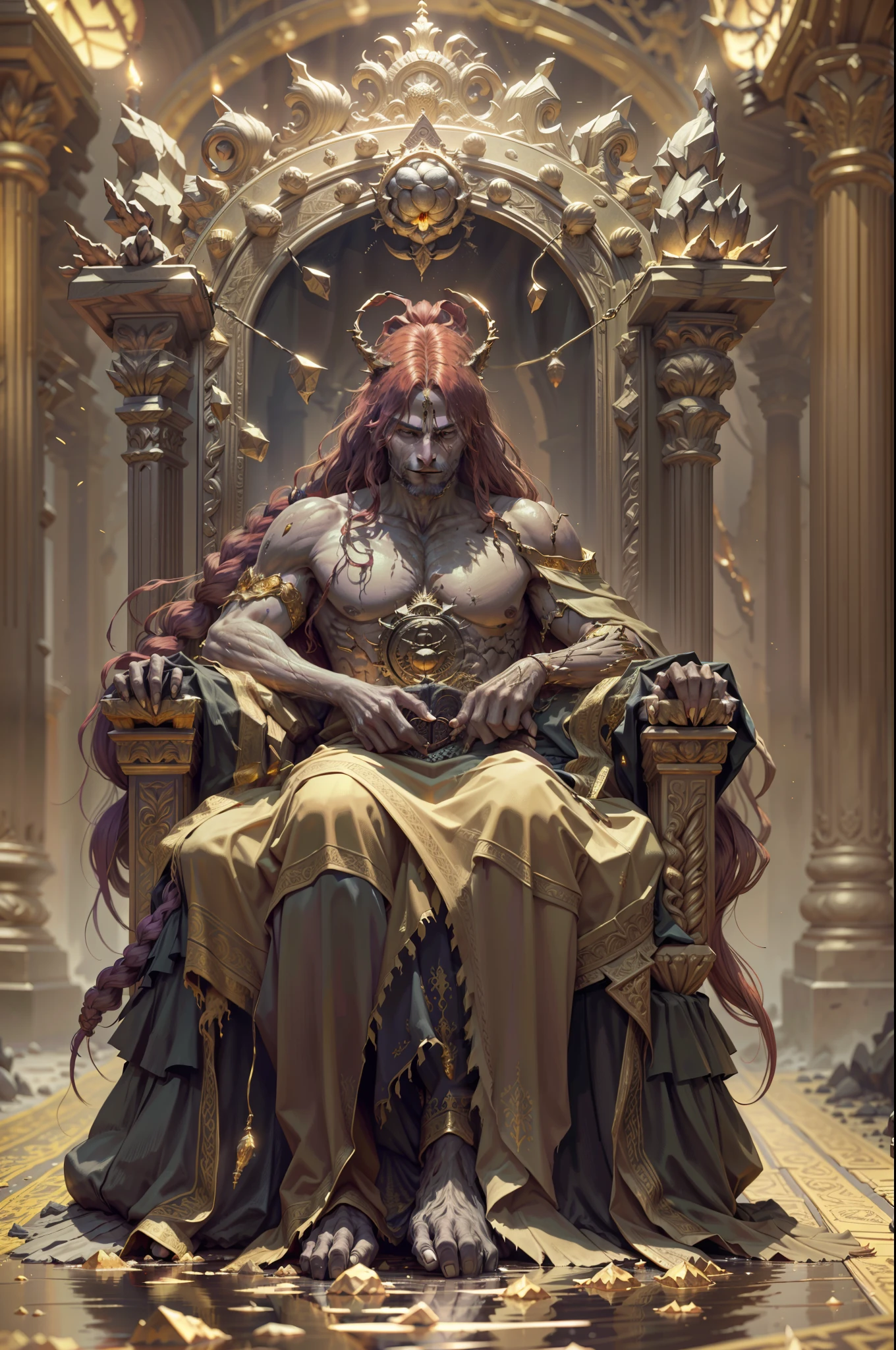 an old Werewolf king sitting on the throne in the heart of The City of ...