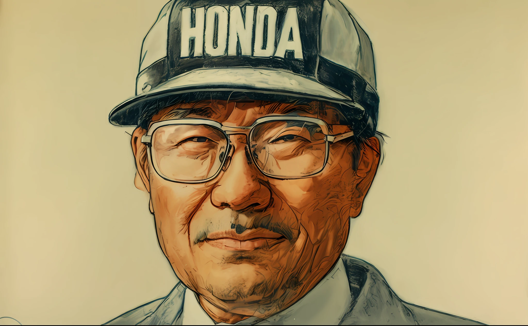 drawing of a man wearing a hat and glasses with a baseball cap, inspired by Hiroshi Honda, ishirō honda, art jiro matsumoto, shotaro ishinomori, inspired by Takeuchi Seihō, akira yasuda, tezuka osamu, hidetaka miyazaki, keita morimoto, hiroya oku