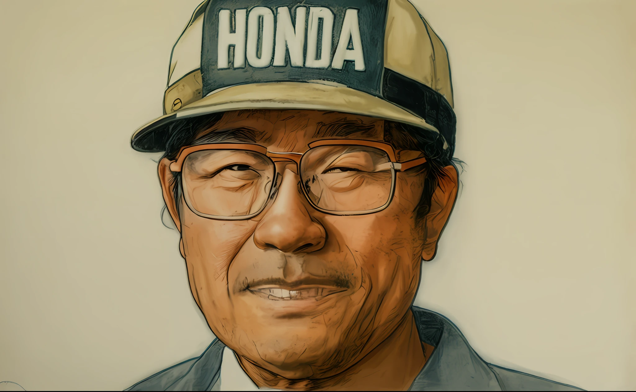 drawing of a man wearing a hat and glasses with a baseball cap, inspired by Hiroshi Honda, ishirō honda, art jiro matsumoto, shotaro ishinomori, inspired by Takeuchi Seihō, akira yasuda, tezuka osamu, hidetaka miyazaki, keita morimoto, hiroya oku