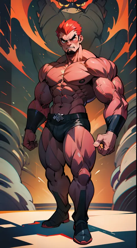 Anime style art)), Extremely muscular masculine character