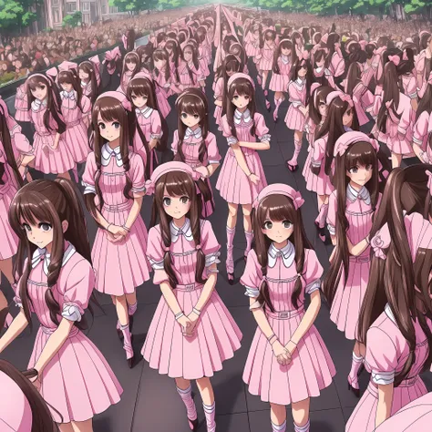 perfect anime illustration, multiple girls, thousands of girls ...