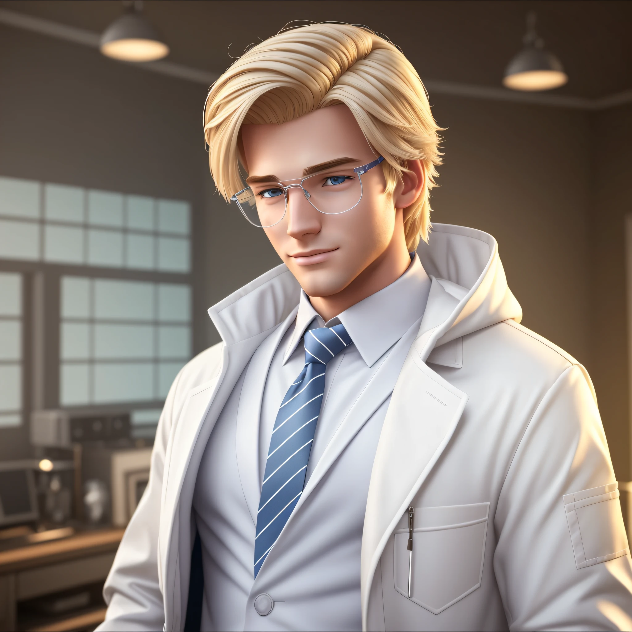 Create male character, handsome, blonde, character with 22 years old ...